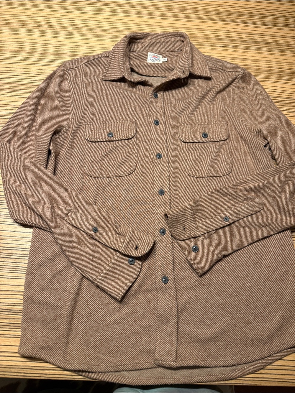 Faherty LEGEND Brown Herringbone Overshirt